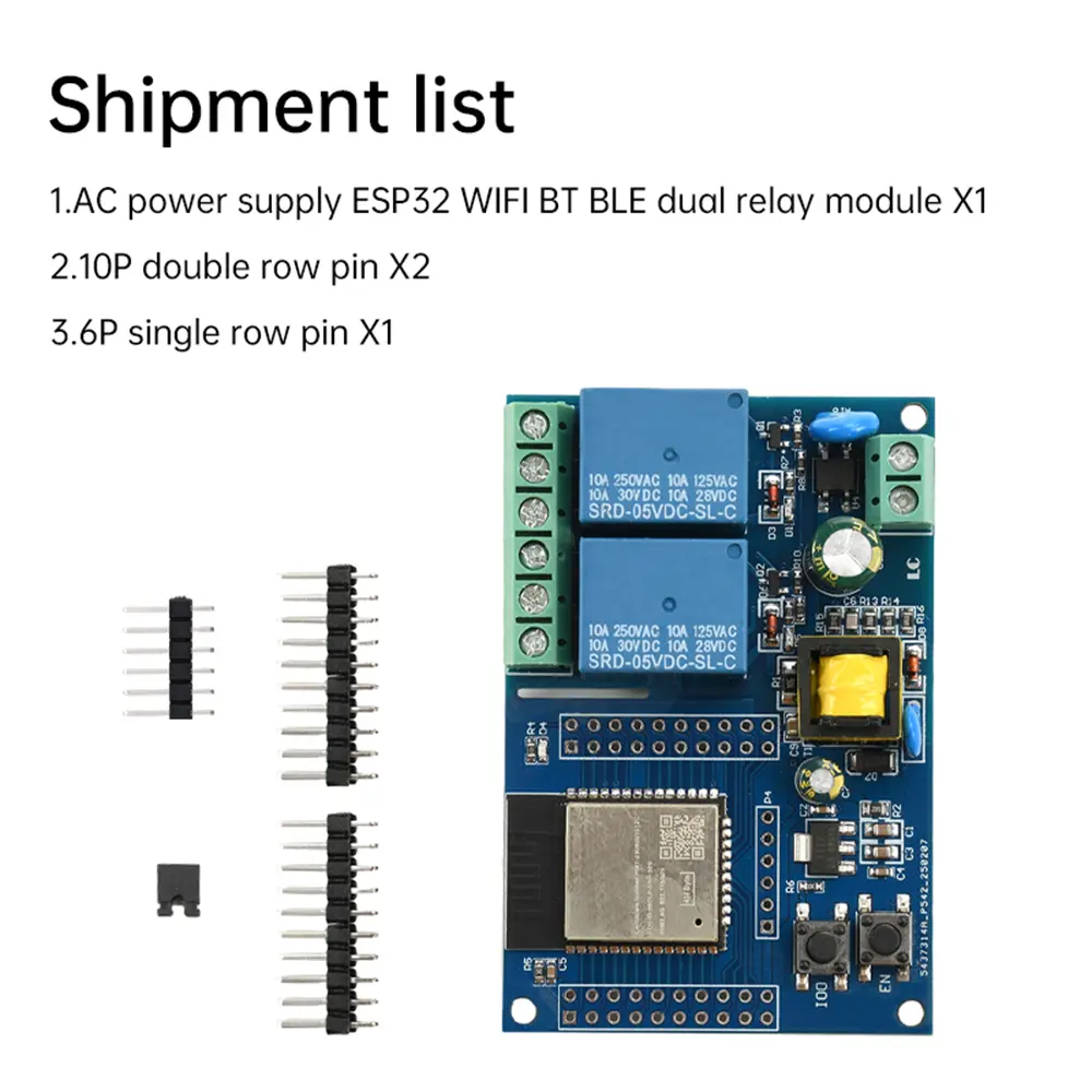 AC220V Power Supply ESP32 Wifi Bluetooth 2 Channel Relay Module ESP32 Secondary Development Board
