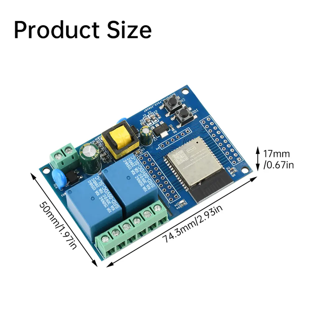 AC220V Power Supply ESP32 Wifi Bluetooth 2 Channel Relay Module ESP32 Secondary Development Board