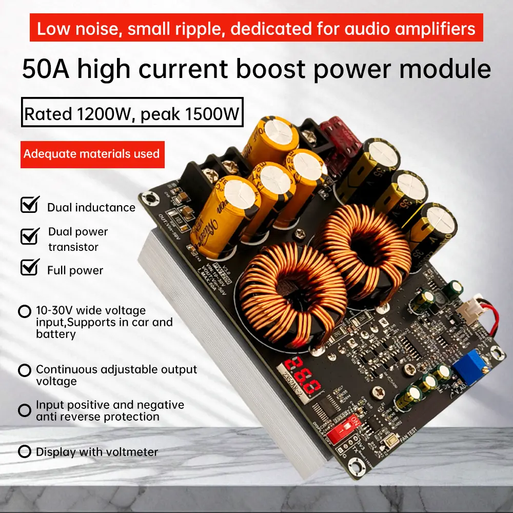 1200W 20A DC Converter Boost Step-up Power Supply Module Dual Inductors Full Power Low Ripple Power Supply IN 8-60V OUT 12-83V