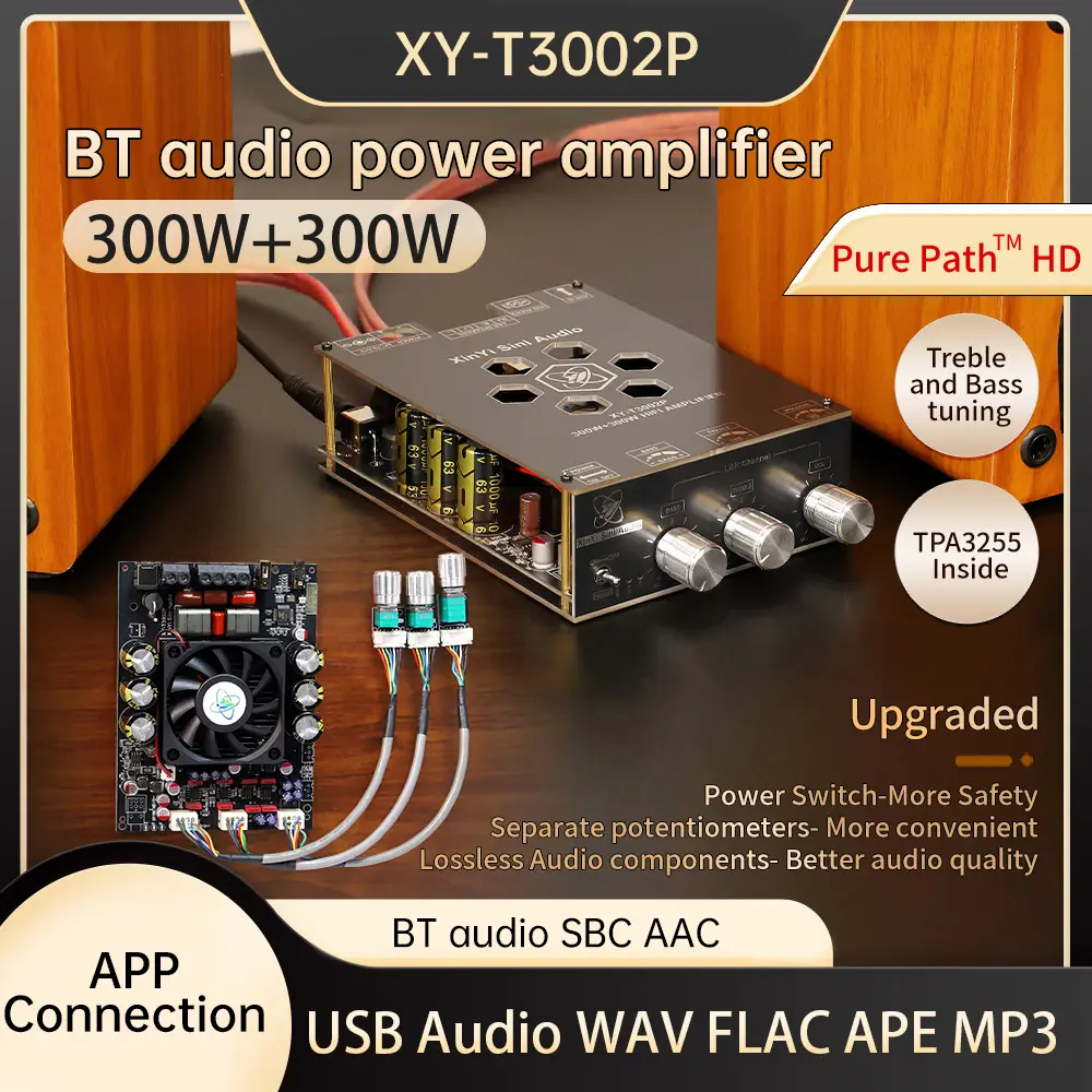 XY-T3002P  300W * 2 Digital Amplifier Board Module Low Noise HIFI Digital Amplifier Board Tpa3255 Chip Supporting APP ﻿