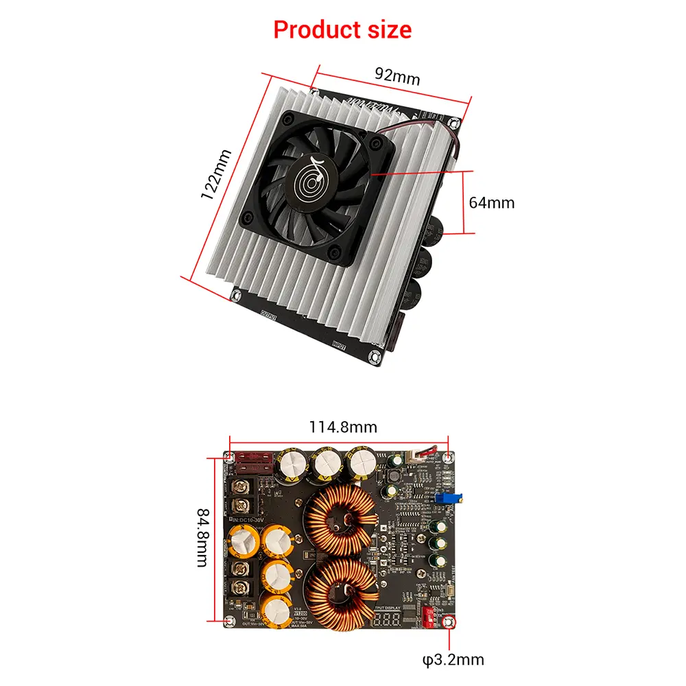 1200W 20A DC Converter Boost Step-up Power Supply Module Dual Inductors Full Power Low Ripple Power Supply IN 8-60V OUT 12-83V