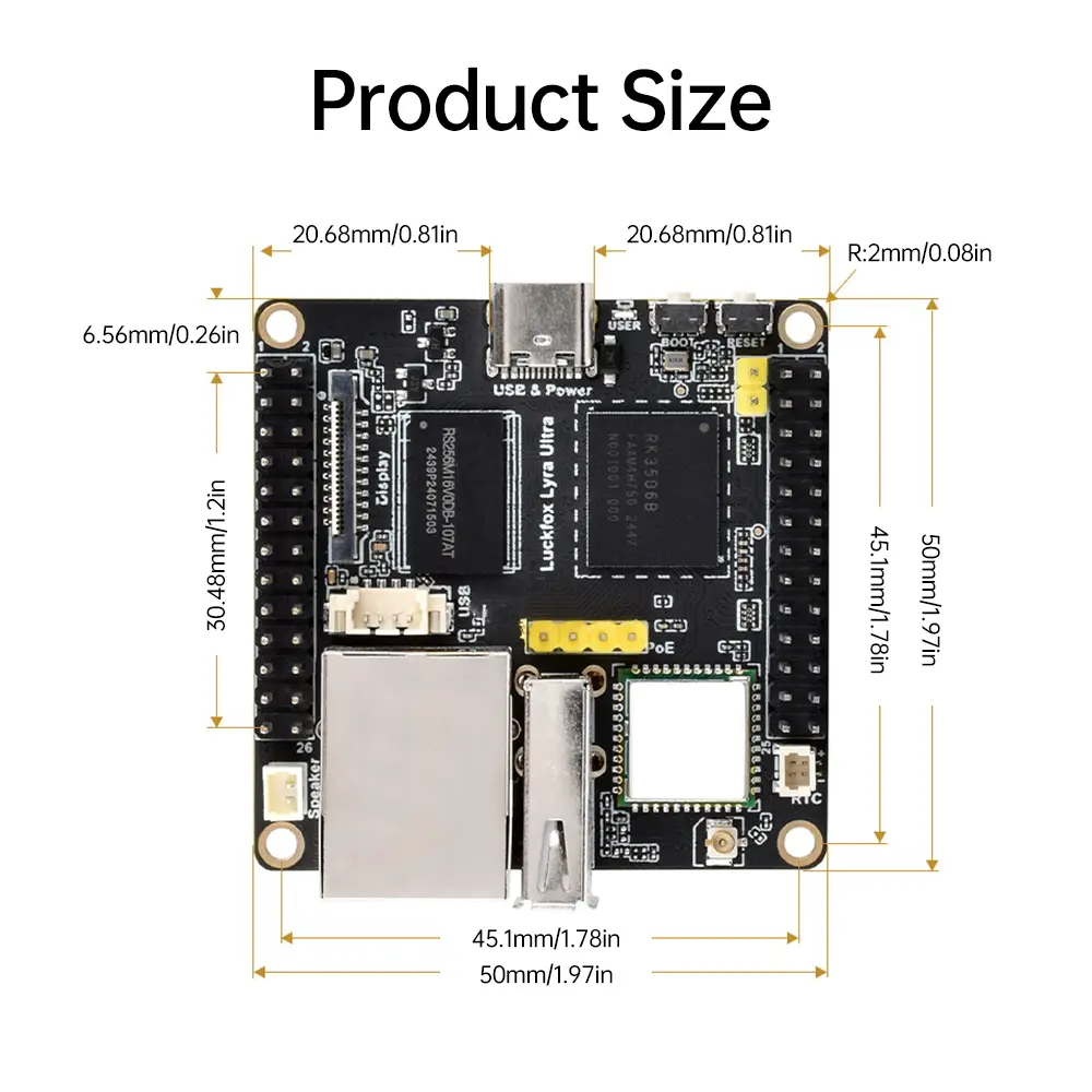 Luckfox Lyra Ultra/Luckfox Lyra Ultra W Luckfox RK3506B Chip Micro Linux Development Board Integrated Three Core Processor