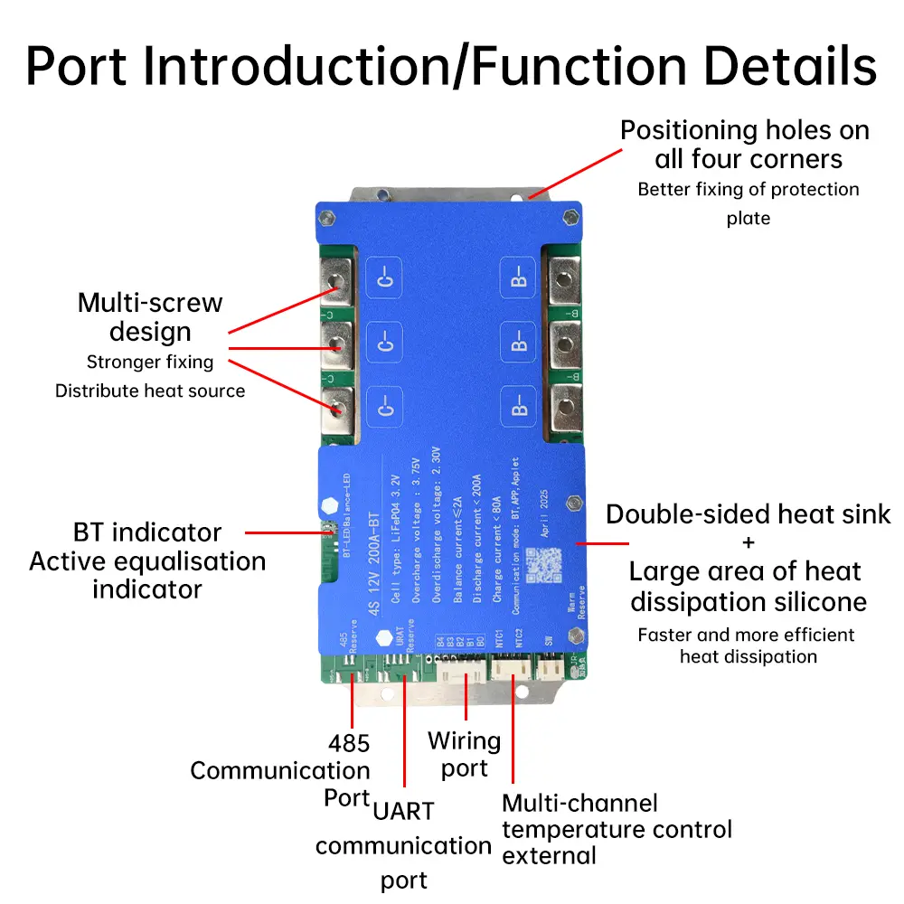 Lithium Battery Protection Board Bluetooth Board Smart Bluetooth BMS APP Adjustable Parameter Balance Protection Board