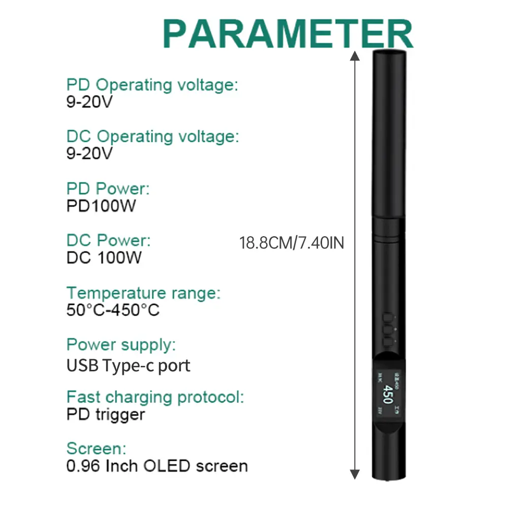 PTS200 100W Electric Soldering Iron 100-450℃ Quick Heat Constant Temperature Soldering Iron Electronic Component Repair Tool