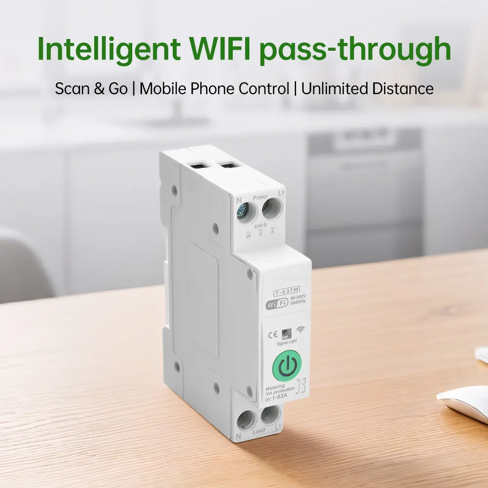 WiFi Smart Circuit Breaker Switch 90-300V with Tuya App Remote Control Voice Control Timer Home Automation for Smartphone