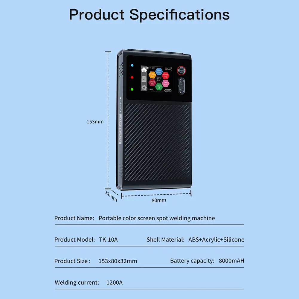 1.8-inch LCD Color Screen Spot Welding Machine 8000mAh Portable Battery Spot Welder DIY Mini Battery Pack Welding Tool