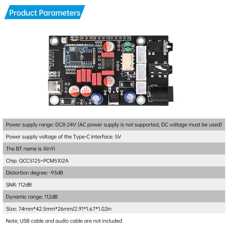 DAC Audio Decoder Board 24Bit/96Khz LDAC DC8-24V XY-LA02 Wireless Adapter  APTX LDAC Lossless HD Sound Quality
