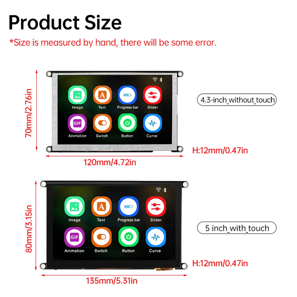 ESP32-S3 WIFI Bluetooth Development Board IPS High-definition LCD Display Module Touch Screen 4.3-inch/5-inch