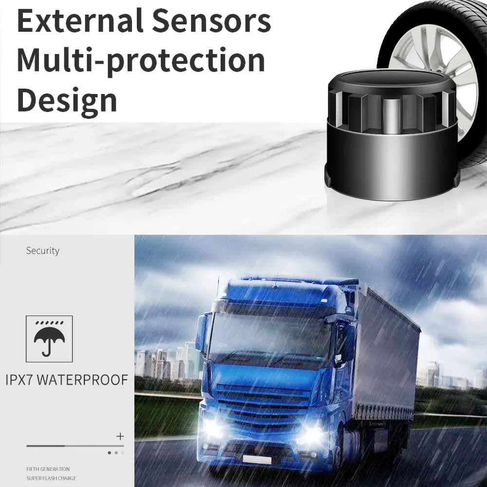 Solar Power TPMS Car Tire Pressure Alarm 360 Adjustable Monitor Auto Security System Tyre Pressure Temperature Monitoring Sensor