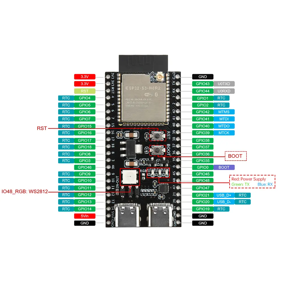 Esp32-S3 Wifi Bt Development Board Onboard Esp32 S3 N16R8 N8R2 Module With Antenna Base