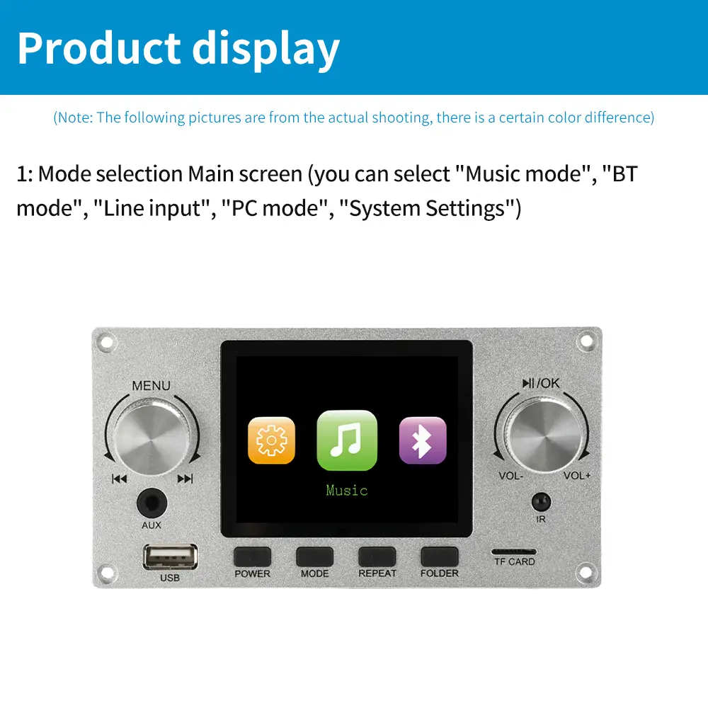 2.8 Inch TFT Color Screen Lossless Audio Decoding Board Module Amplifier Audio Player DC 4.5-5.0V Car FM Radio Module