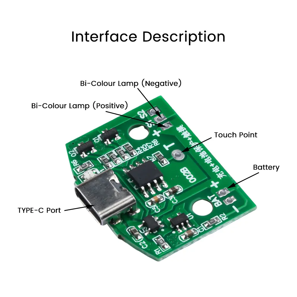Type-C Desk Lamp Controller 8W USB Charging Interface 3-level Dimming LED Touch Dimming Module