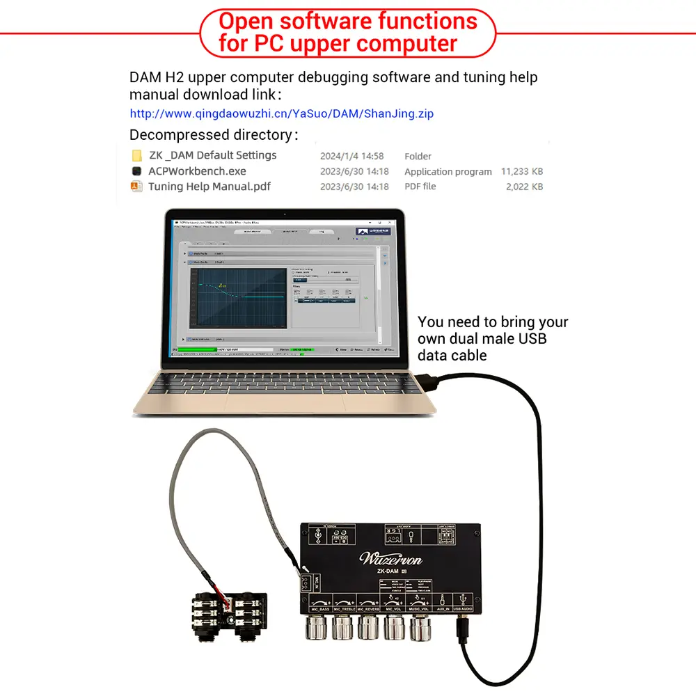 DC 8-36V ZK-DAM-H2 Upgraded Karaoke Reverb Board Isolation Low Noise Front Stage Effect Device External Mic BT USB Decoding