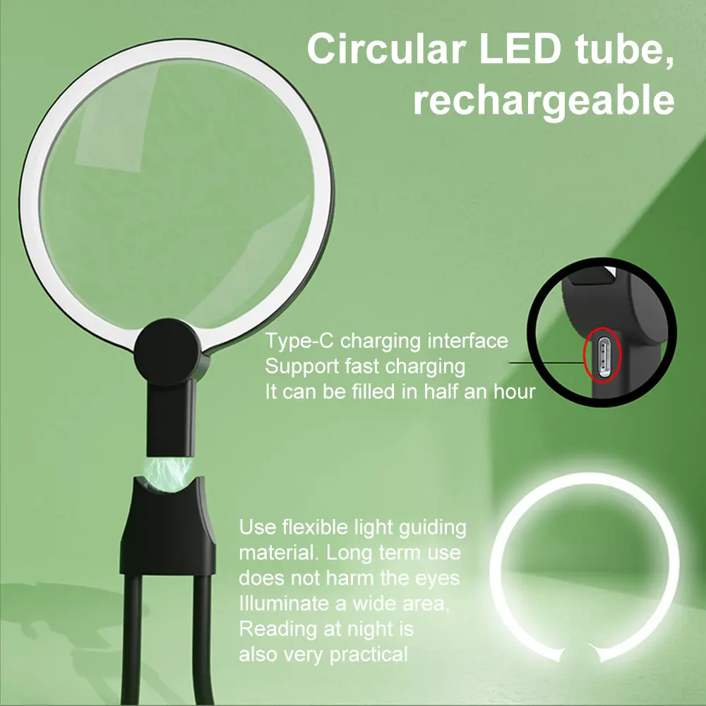 5X Hands-Free Magnifying Glass Magnifying Glass with Light for Seniors Low Vision Reading, Repairing, Sewing