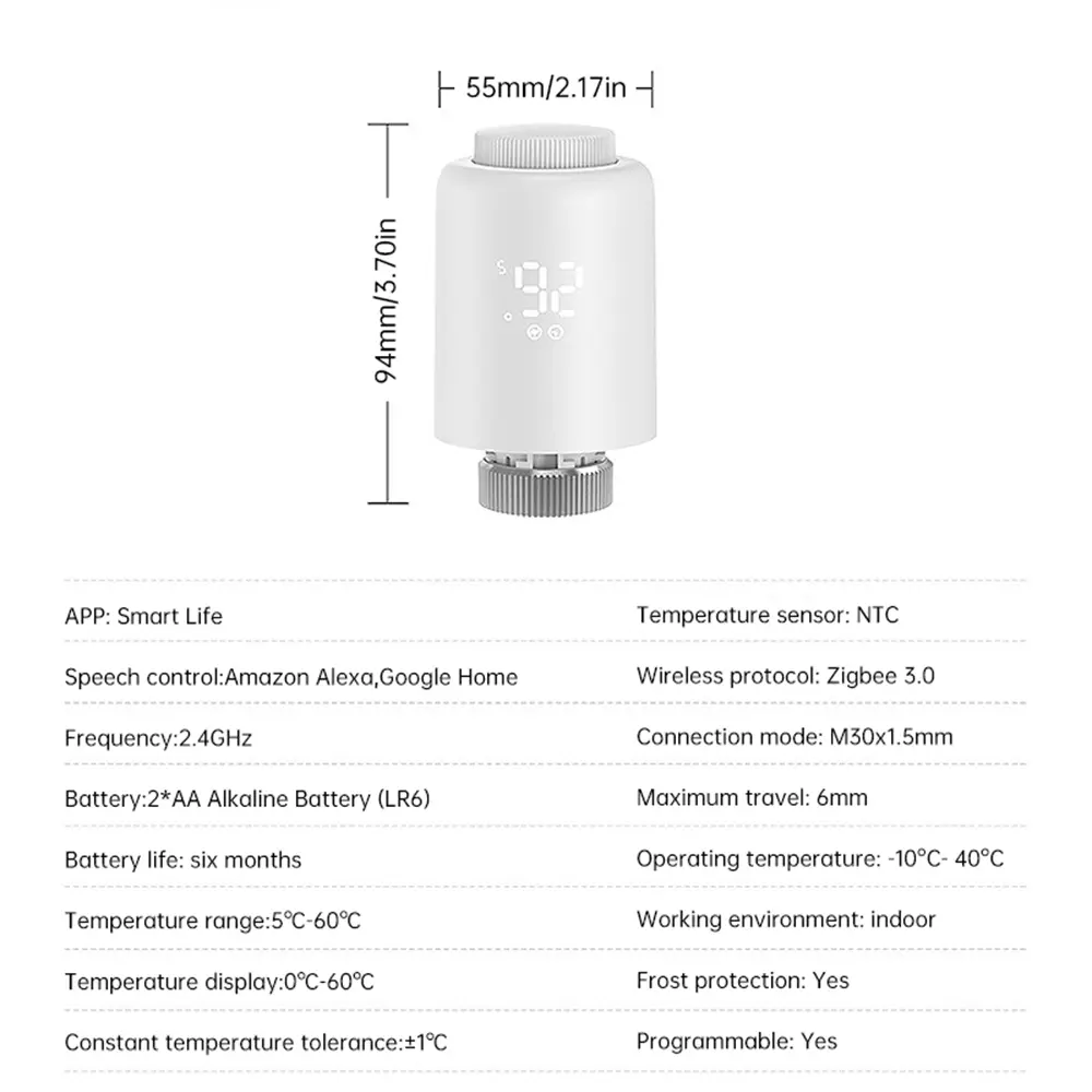 Tuya APP ZigBee 3.0 Smart Thermostat Controller Mobile APP Control Heater Water Floor Heating Smart Temperature Control Valve