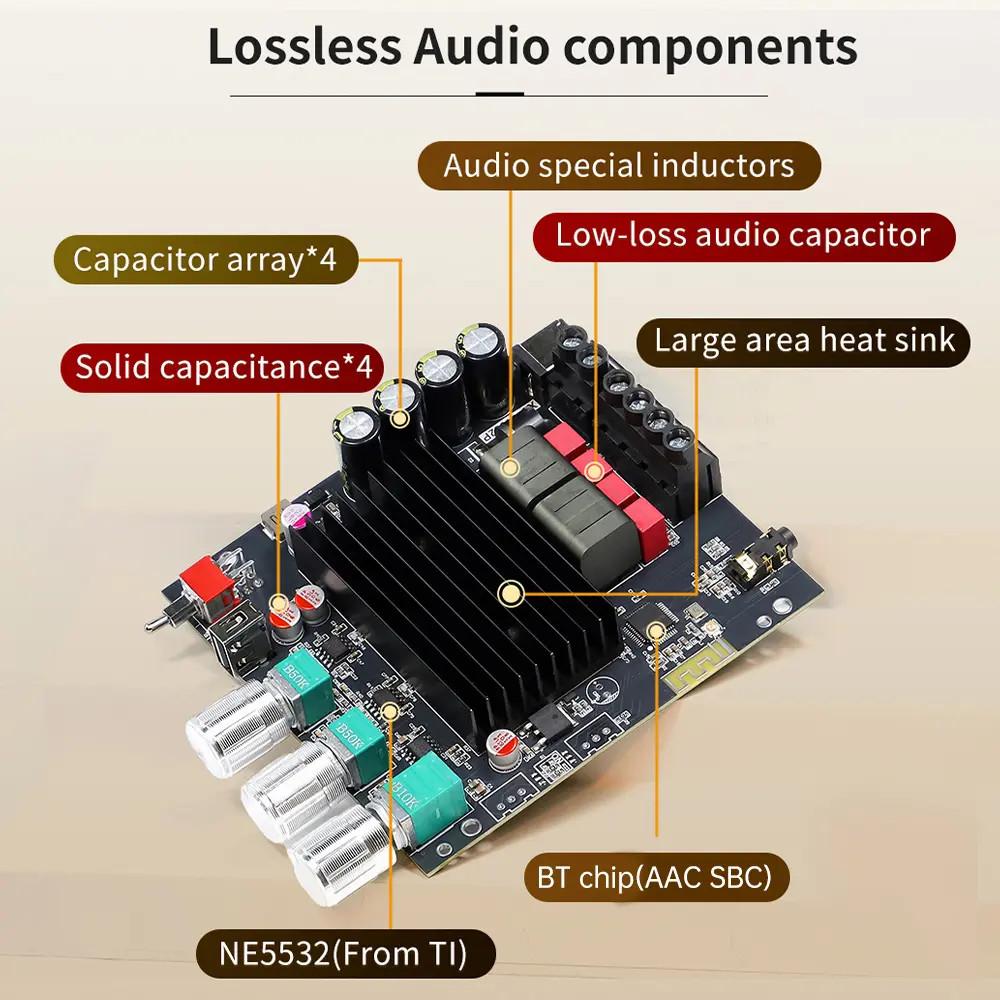 XY-T1002P Upgraded Version Dc12-30V Bt Digital Amplifier Board 100W * 2 Stereo High And Low Frequency Adjustment Tpa3221 Chip