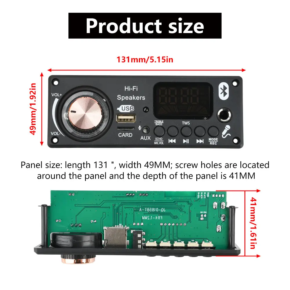 DC 12V MP3 BT Decoding Board Car Audio DIY Music Player FM Radio Module Bluetooth 5.3