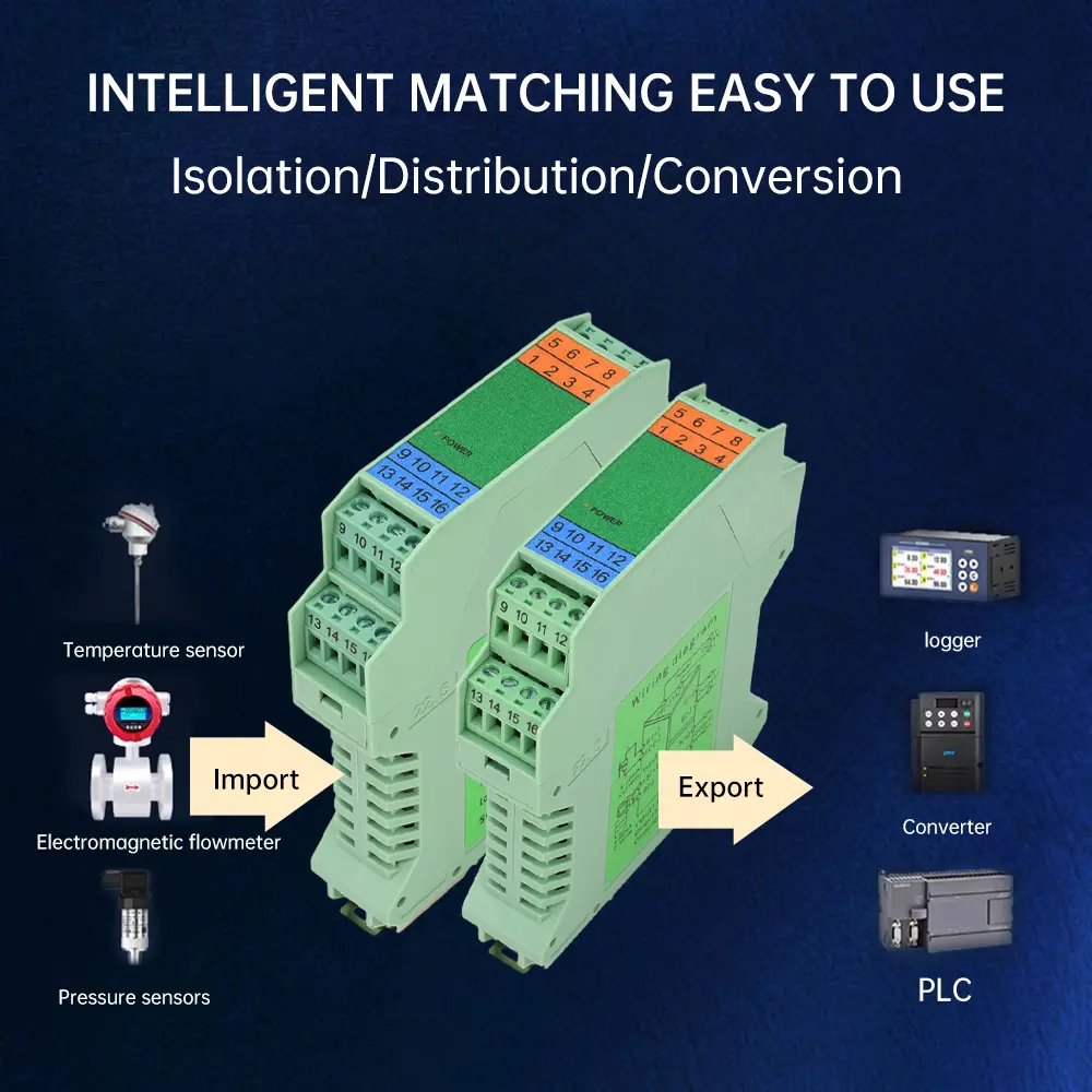 DC 24V 4-20mA to 4-20mA Signal Isolator  Analog Signal Transmitter DC 24V Supply Signal Converter Barrier Distribution Module