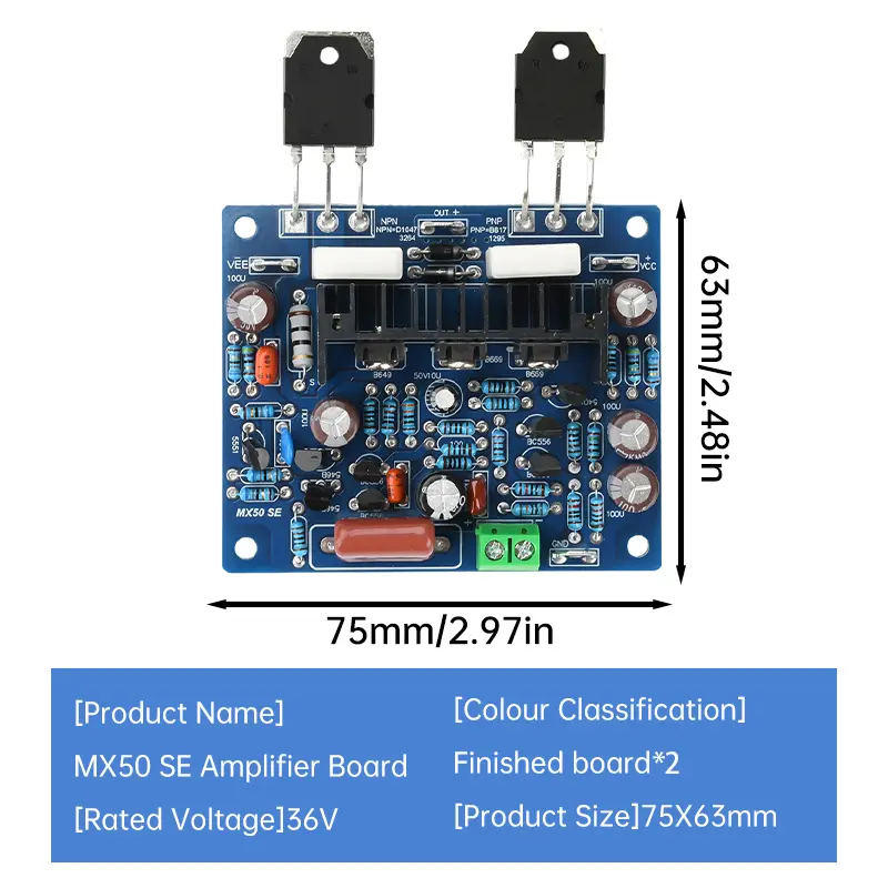 DC 15-45V MX50 SE Dual Channel Digital Audio Amplifier Board High Power Amplifiers HIFI Audio Amplifier Board Module 100Wx2