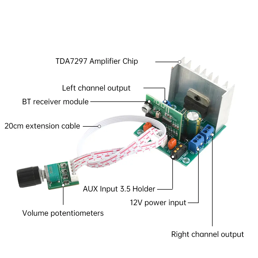 AC/DC 7-12V TDA7297 BT Amplifier Board Stereo Wireless Audio Receiving Module Dual Channel 15W+15W