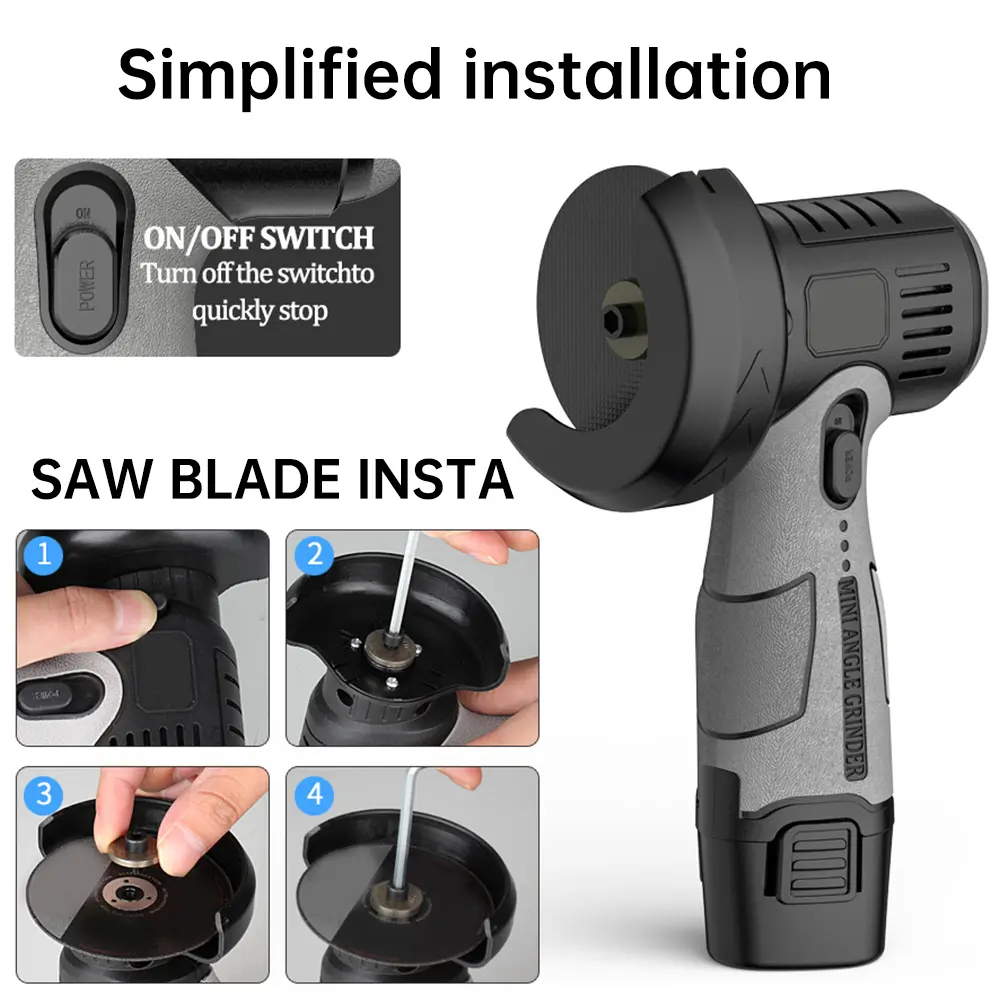 12V Miniature Rechargeable Angle Grinder with Battery Cutting Blade Polishing Grinder for Cutting Diamond Cordless
