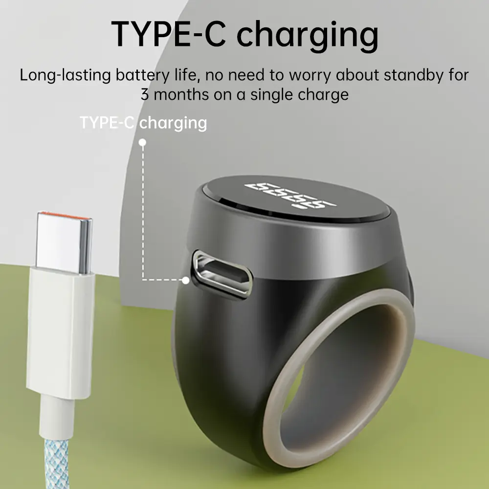Electronic Counter Push Button Digital Counter LED Display Finger Ring Size Adjustable Portable Finger Clicker Type C Charge
