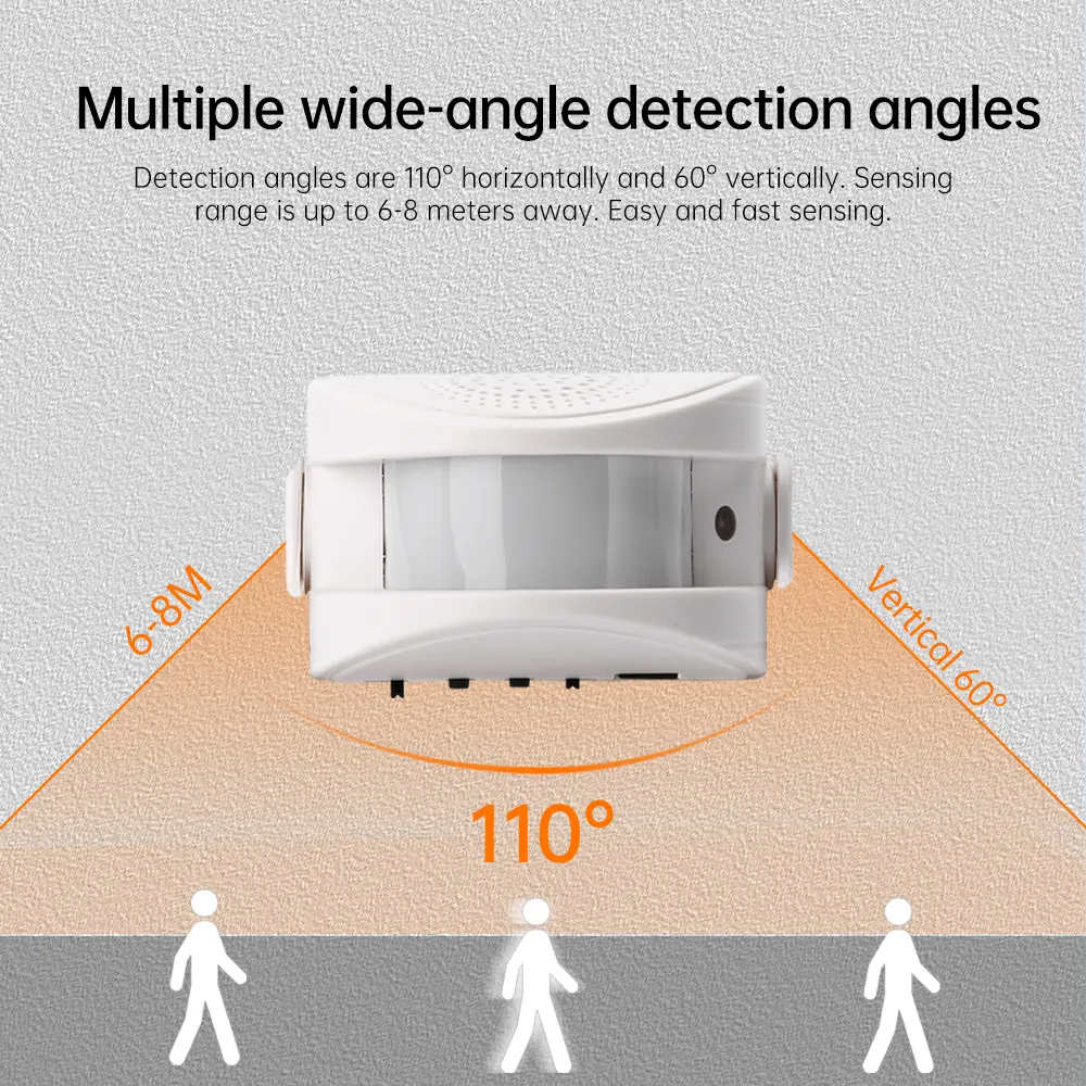 Doorbell Sensor Voice Alarm Home Security PIR Alert Infrared Sensor Alarm System Anti-theft Human Motion Detector 105DB Siren