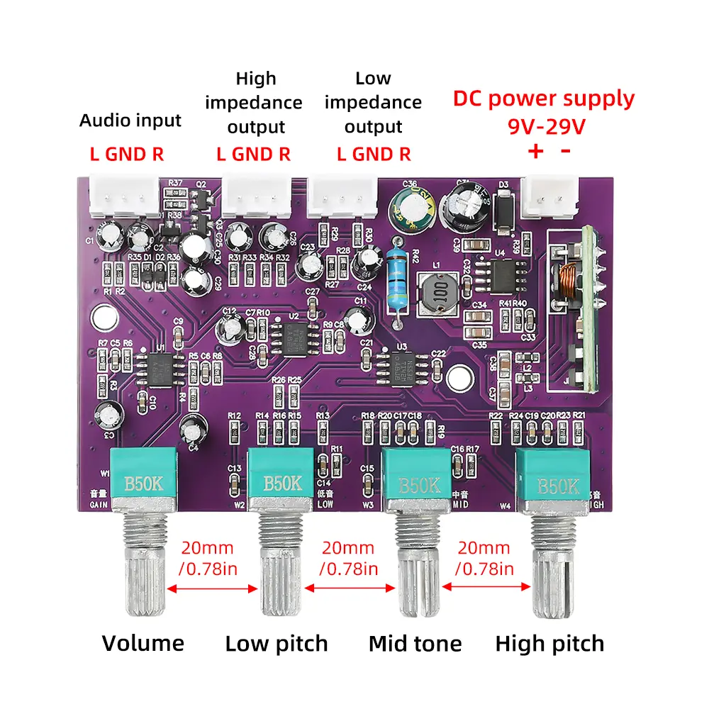 HIFI Outdoor Speaker NE5532 Preamp Tone Board Speaker Front-End Tuning Amplification Board