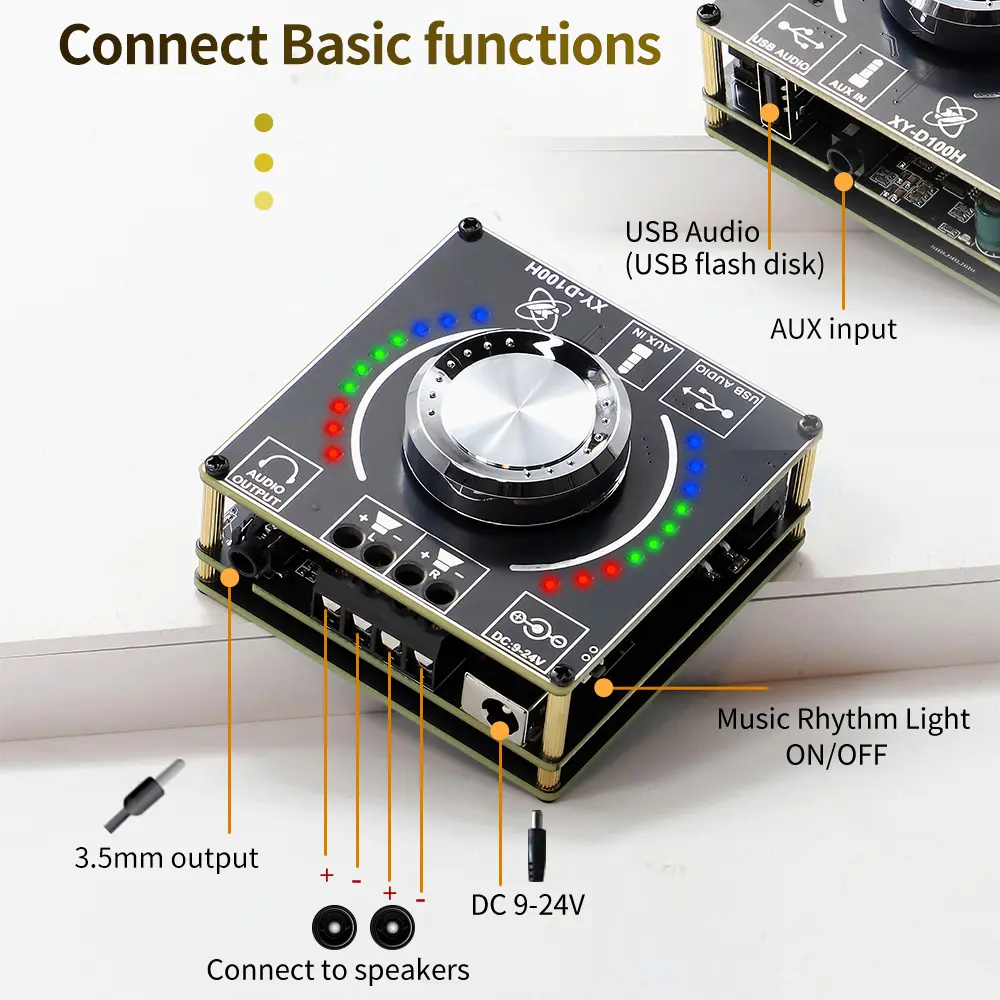 XY-D100H Hifi Level 100W * 2 Stereo Bluetooth Digital Amplifier Board Tpa3116 Module Supports App Bluetooth-compatible 5.1