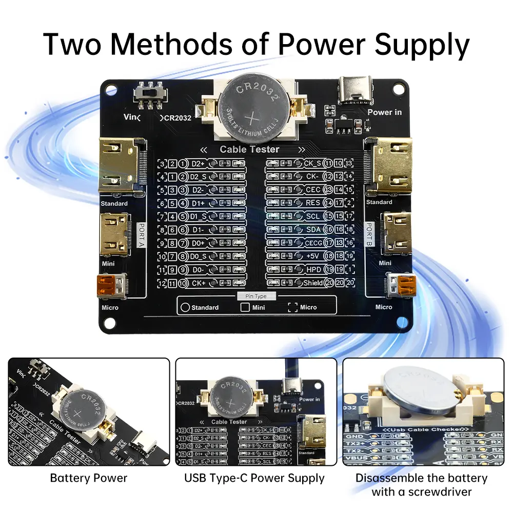 Cable Test Board Data Cable Detection Board for standard  Mini Micro A-type B-type Detection of Ground Short Circuit