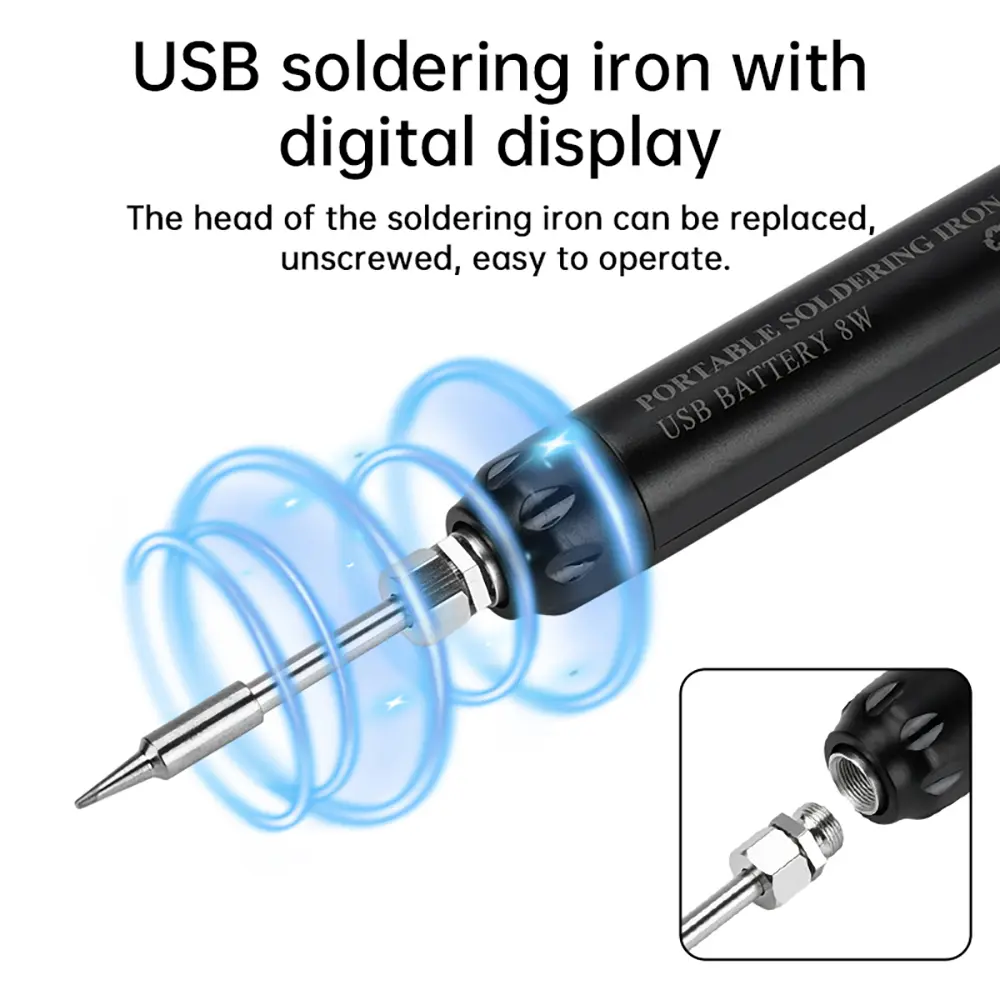 USB Soldering Iron Mini Small Soldering Iron Set Adjustable Soldering Iron Portable Type C Interface 800mAh Battery