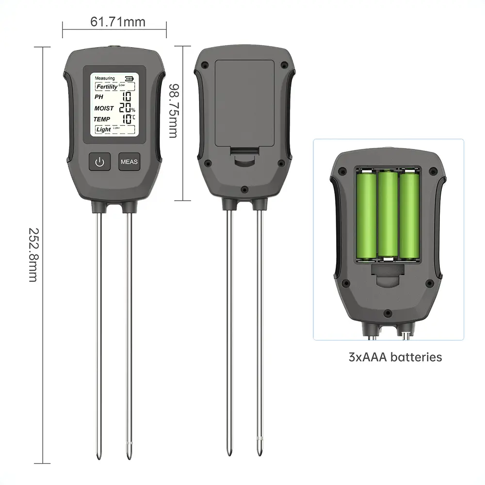 5in1 Soil Tester PH/Moisture/Temp/Fertility/Light Sensor LCD Meter High-precision Moisture Meter for Flower Plants Gardening