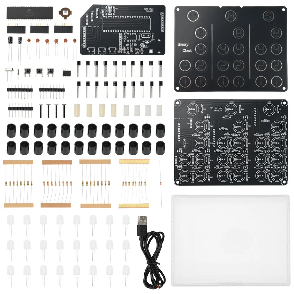 DC 5V Binary Clock Electronic Clock Kit DIY Alarm Clock Soldering Practice Kit for Learning Electronics