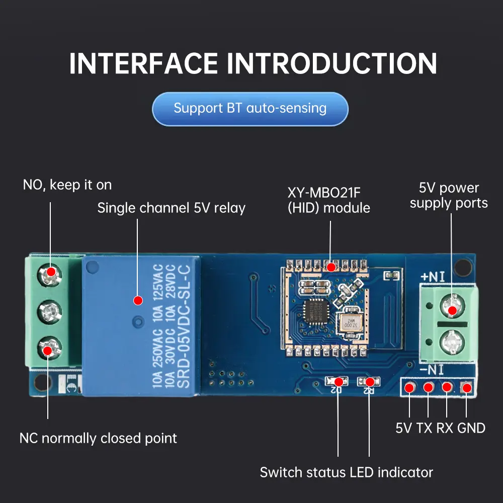 DC5V BT Proximity Relay Switch Module Remote Control Single Channel Relay Module Switch Smart Home