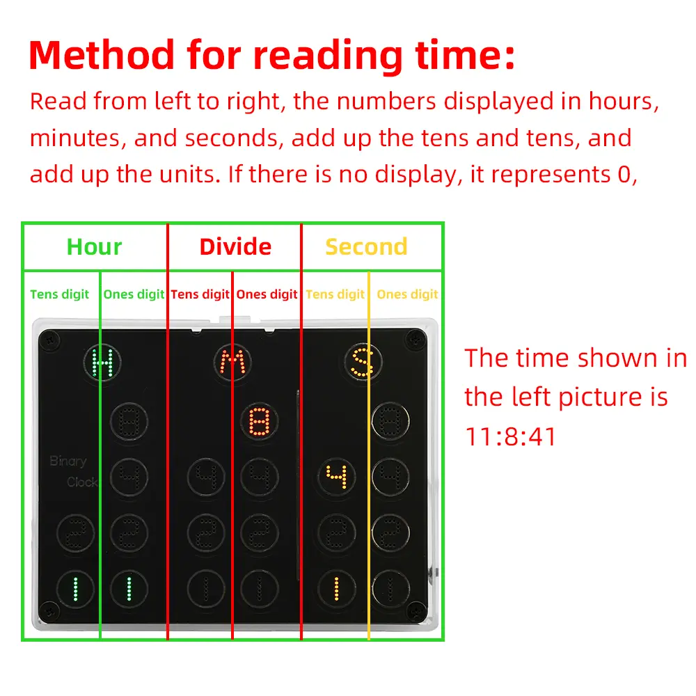 DC 5V Binary Clock Electronic Clock Kit DIY Alarm Clock Soldering Practice Kit for Learning Electronics