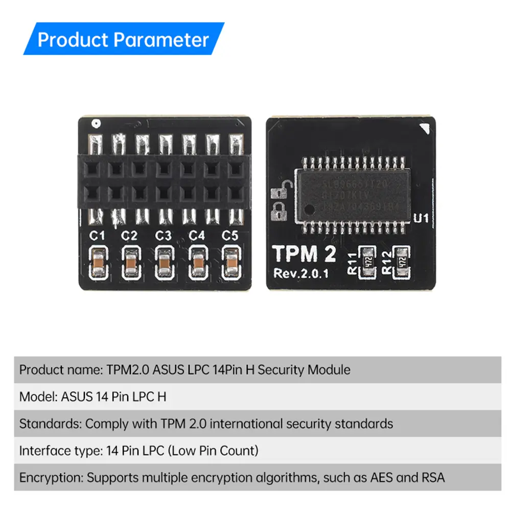 TPM2.0 Security Module 14 Pin LPC H Trusted Platform Module Data Encryption Standalone Encryption Chip