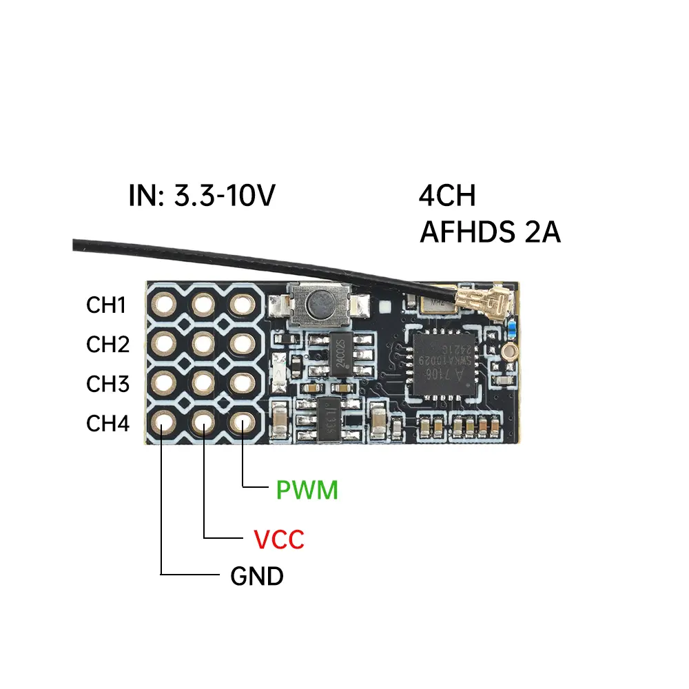 FS2A 4CH AFHDS 2A Mini Receiver PWM Output Compatible with Flysky I6 i6X i6S FS-i6 FS-i6X FS-i6S Transmitter Remote Control