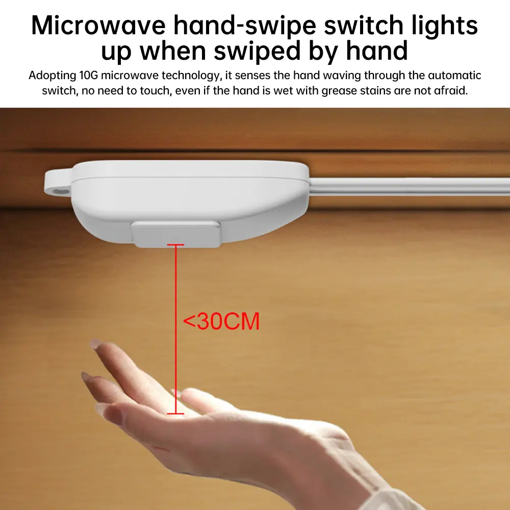 AC110V-240V 10GHz Microwave Radar Hand Scan Induction Switch Wardrobe Showcase T5 T8 Light Tube Smart Switch