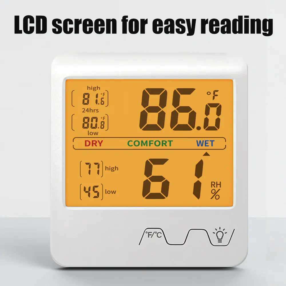 Digital Temperature And Humidity Meter Multifunction Household Indoor Electronic Thermometer Humidity Monitor LCD Screen