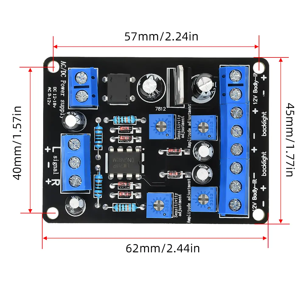 AC 9-12V/DC 12-18V VU Meter Driver Board Amplifier Front-End Electronic Tube Gallbladder Machine Db Meter Level Meter