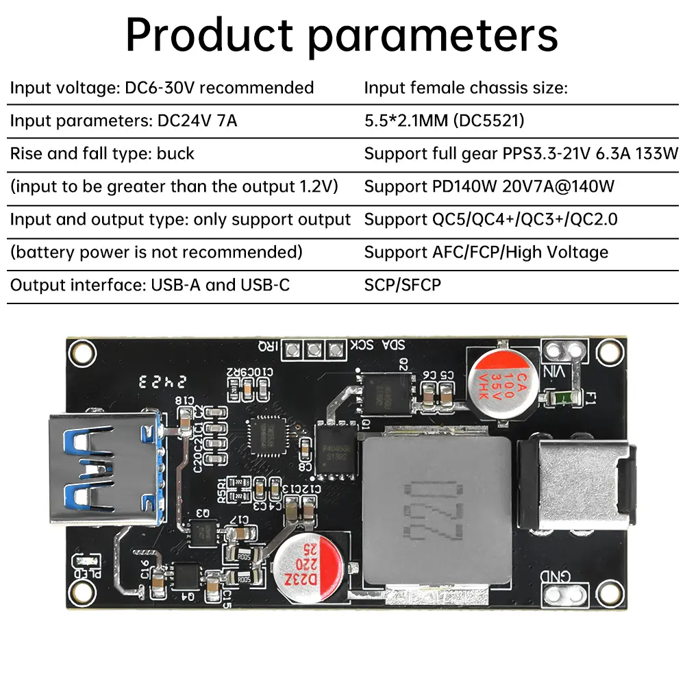 PD3.1 Charger High Power 140w All Protocol Desktop Intelligent Fast Charging Module Support Fast Charging Protection for Arduino