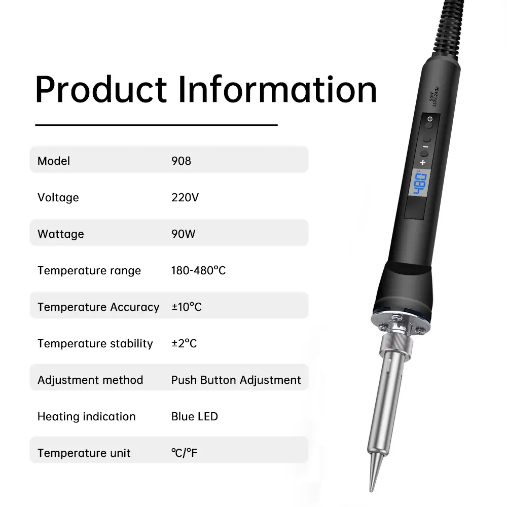 90W Digital Soldering Iron Set Kit Repair Welding Tool Set Electric Soldering Iron Temperature Adjustable Internal Heating