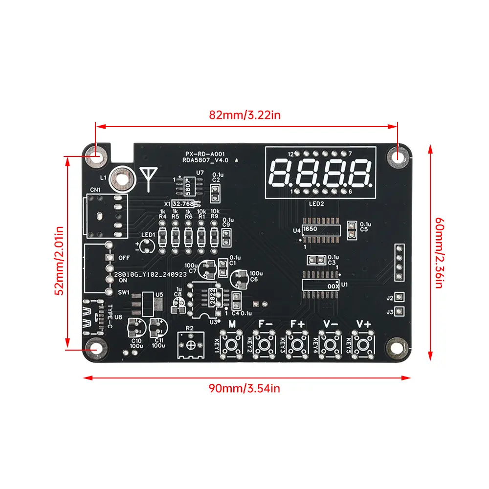 DC 5V RDA5807M Radio Kit FM Electronic Fabrication Full Frequency Soldering Assembly DIY Loose Parts Type C ﻿