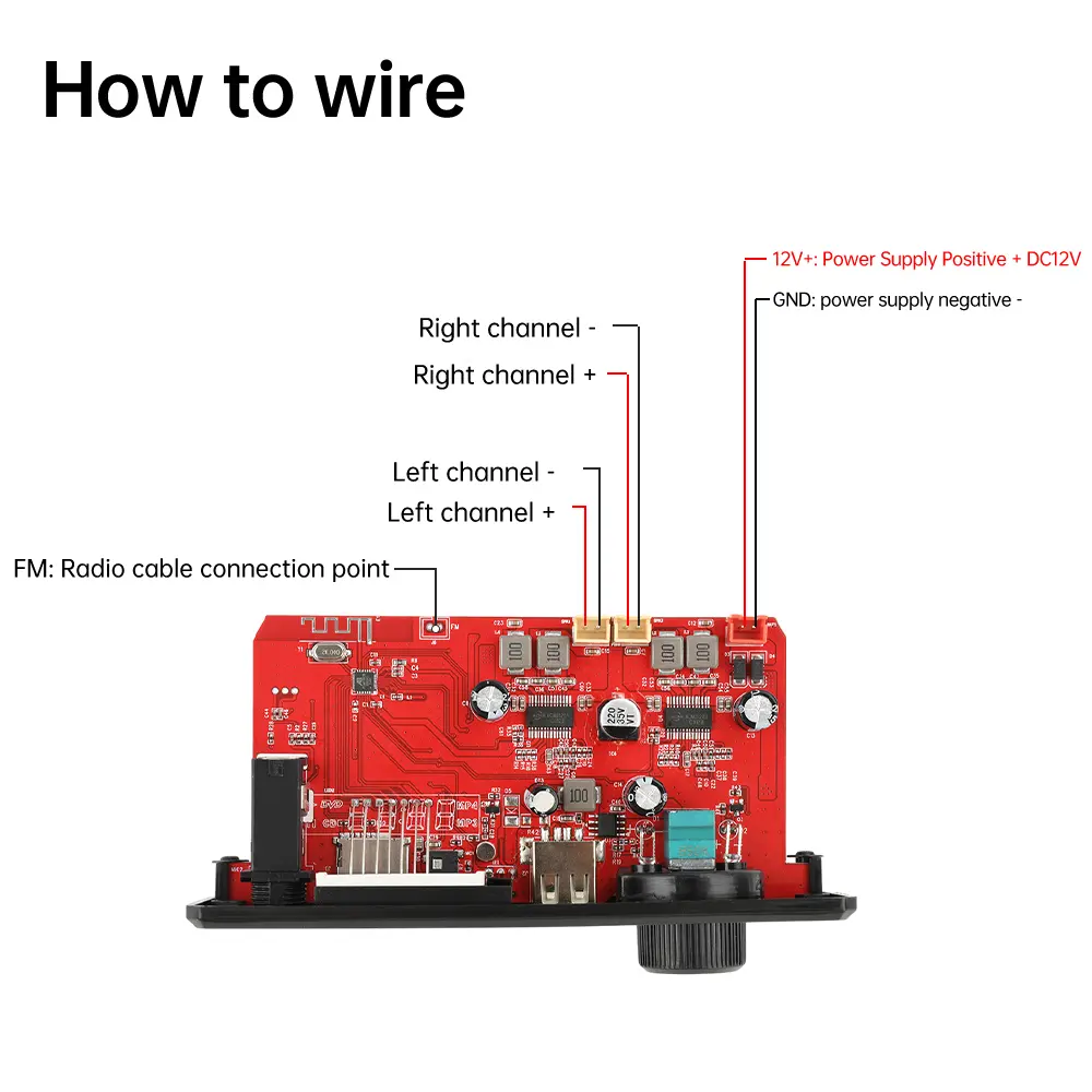 DC 12V Car BT MP3 Amplifier Decoder Board 2*80W BT FM Audio Decoder Suitable for Cars with LCD Display and Remote Control