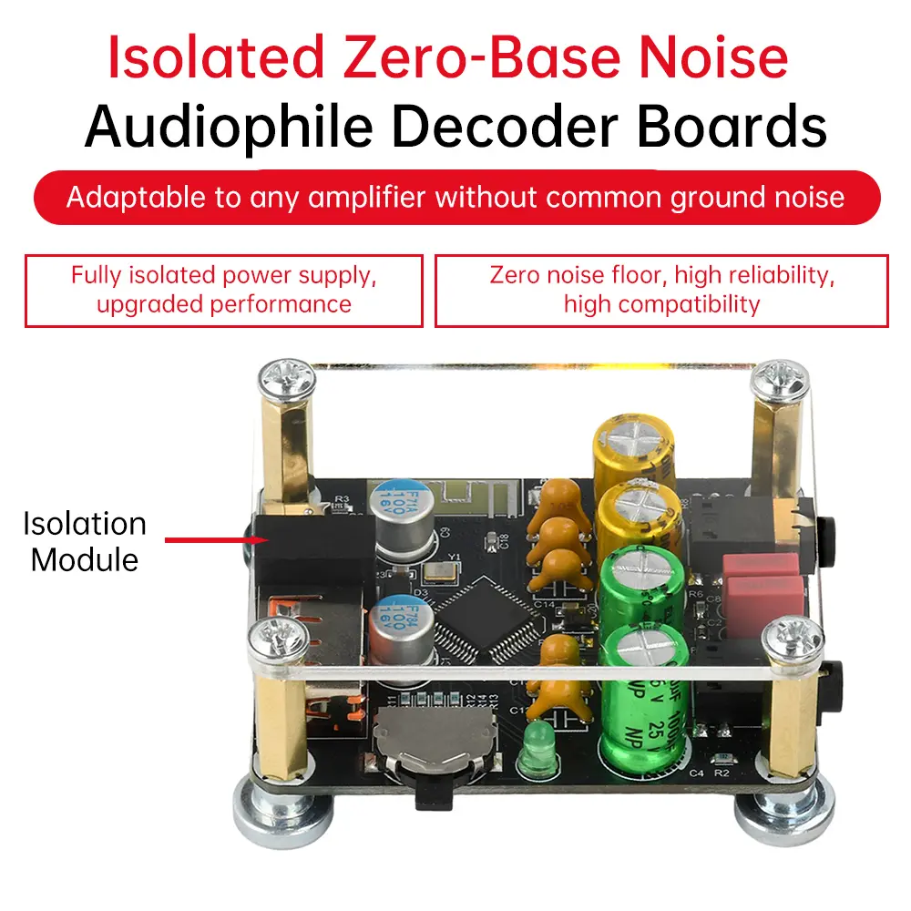 ZK-PT2-RPO Isolated Zero Noise Fever Usb Flash Drive Bt 5.1 Decoding Board Hifi Fever Decoder Amplifier Module Type C