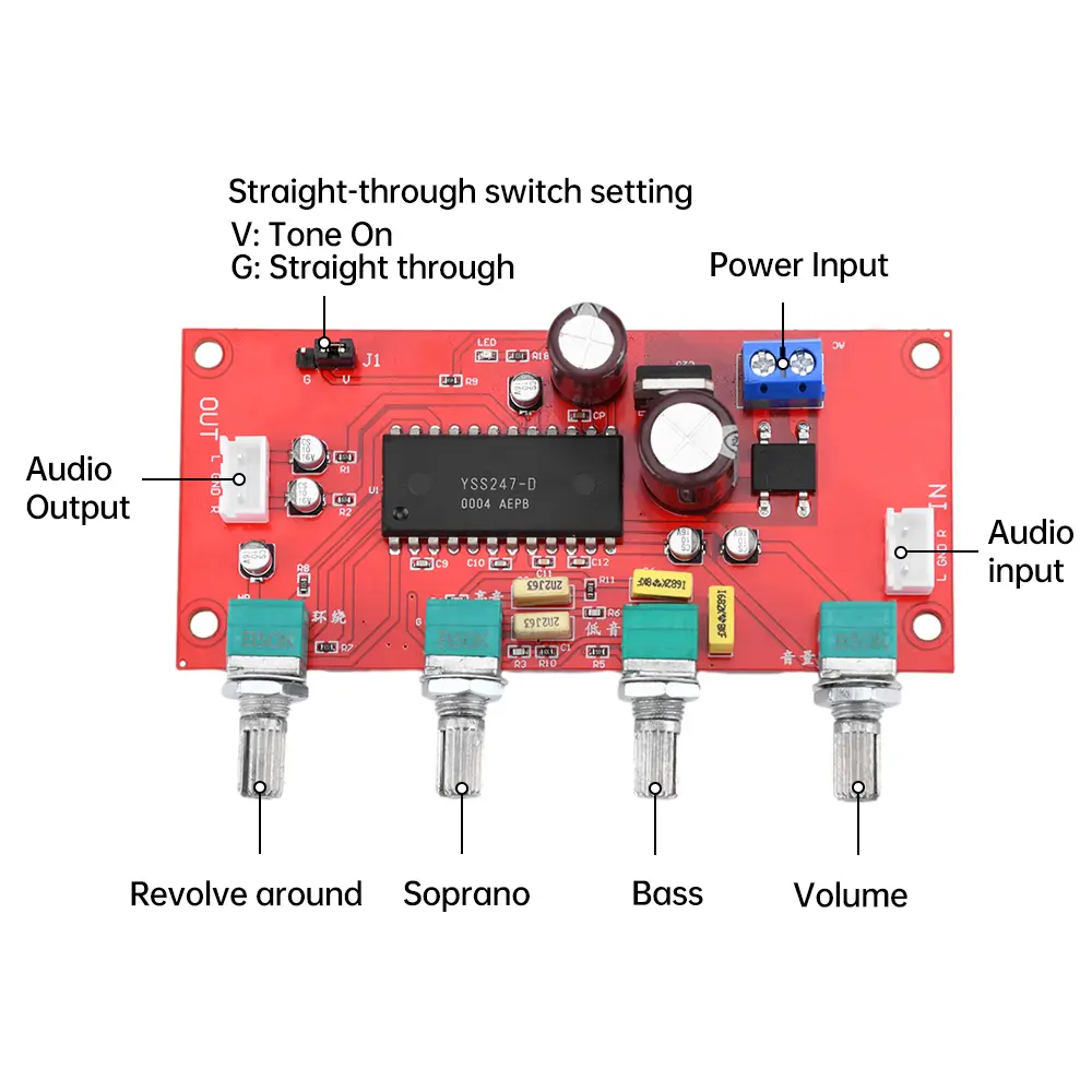 Ac5-16V/Dc7-21V Yss247-D Tone Modulation Board High And Low Frequency Adjustment Preamplifier Module  Ac/Dc Dual Use
