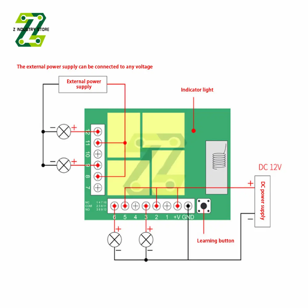 433MHz 315MHz Universal Wireless Remote Control DC 12V 4CH Relay Receiver Module RF Switch For Gate Garage