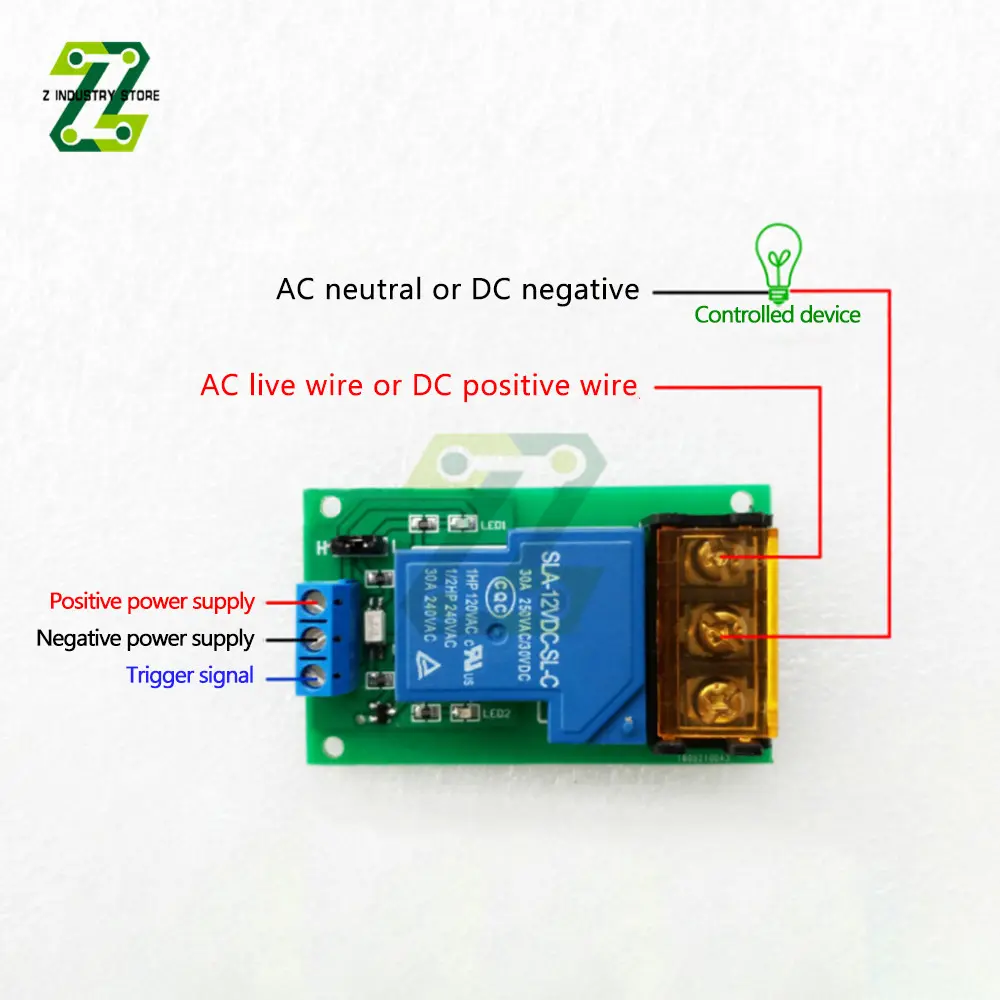 High Power Relay Module One Way Low Level Trigger Optocoupler Isolation Relay Module 30A DC5V/12V/24V