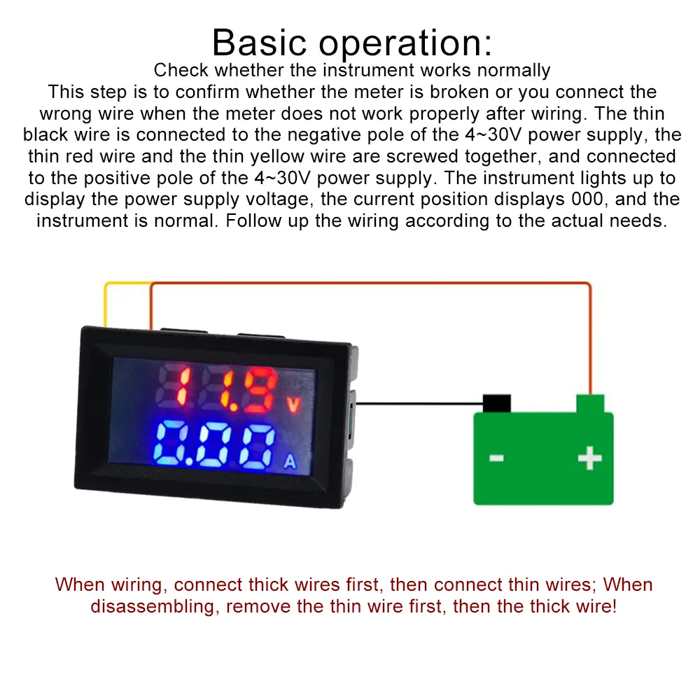DC0-100V 10A 50A 100A LED Digital Voltmeter Ammeter Wattmeter Car Motocycle Voltage Power Meter Volt Detector Tester Panel M430C