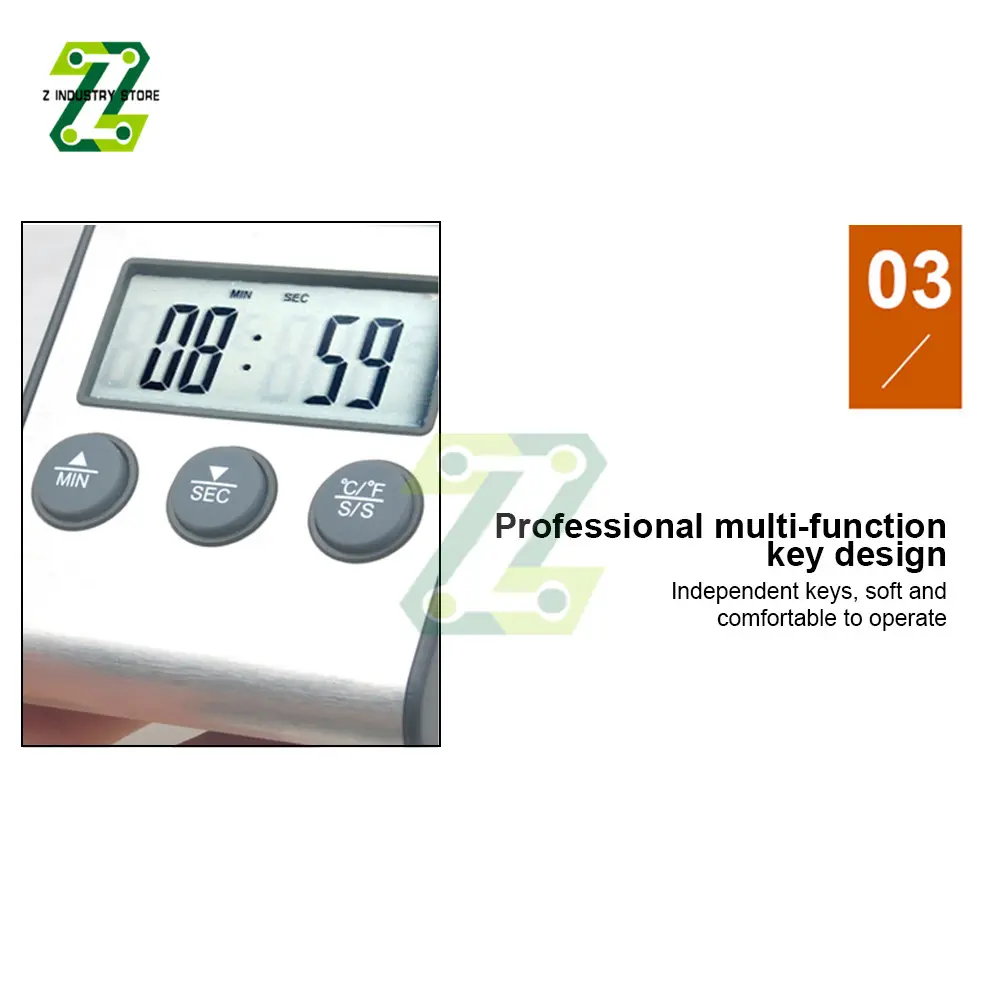 TP700 Digital Food Kitchen Oven Thermometer Probe For BBQ Grill Oven Meat Timer Temperature Manually Set